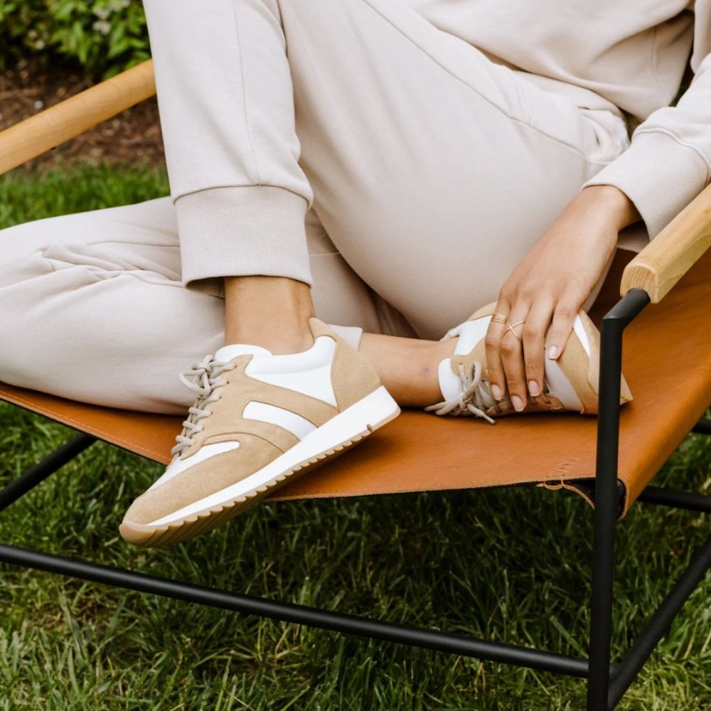 Able Tan and Cream Women's Sneakers - Picture 2 of 7
